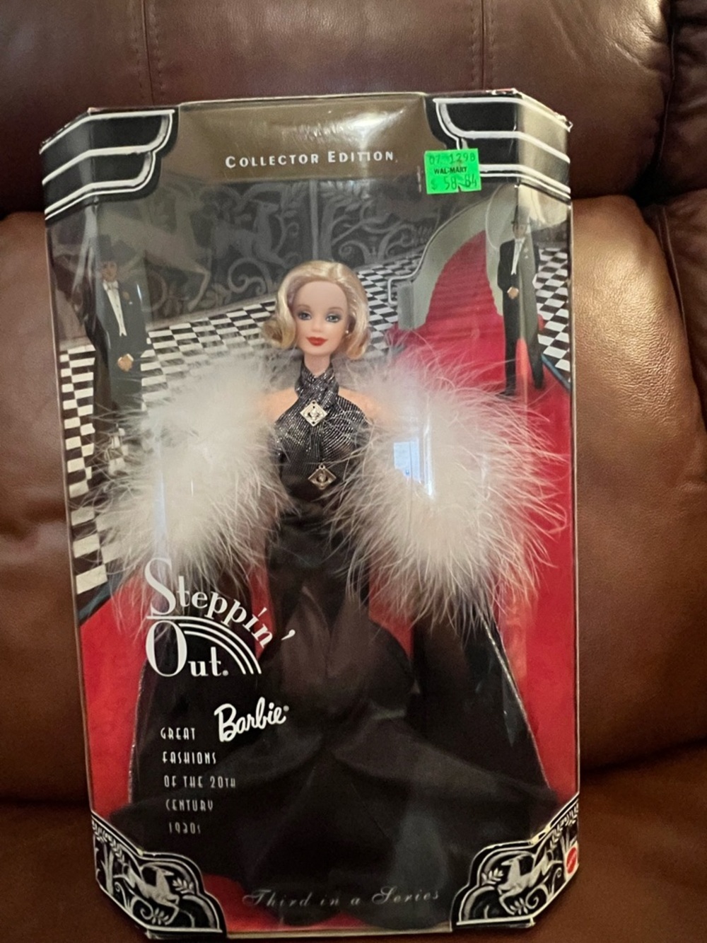 Barbie Black Gown with White Feather Trim — Barbie Steppin' Out
